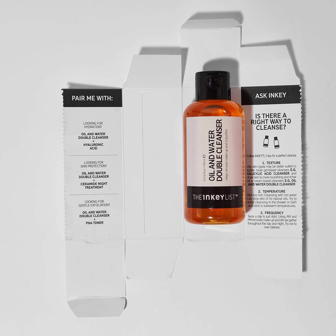 The Inkey List OIL & WATER DOUBLE CLEANSER, packaging