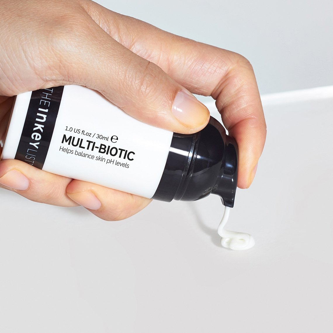 Model holding The Inkey List MULTI-BIOTIC