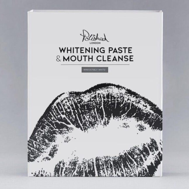 Polished London WHITENING PASTE &amp; MOUTH CLEANSE, packaging
