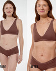 Pale model, before and after using Vita Liberata The Christmas Medium Lotion Set 