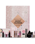 Makeup Revolution Beauty Advent Calendar 2024, with all products included displayed beside box
