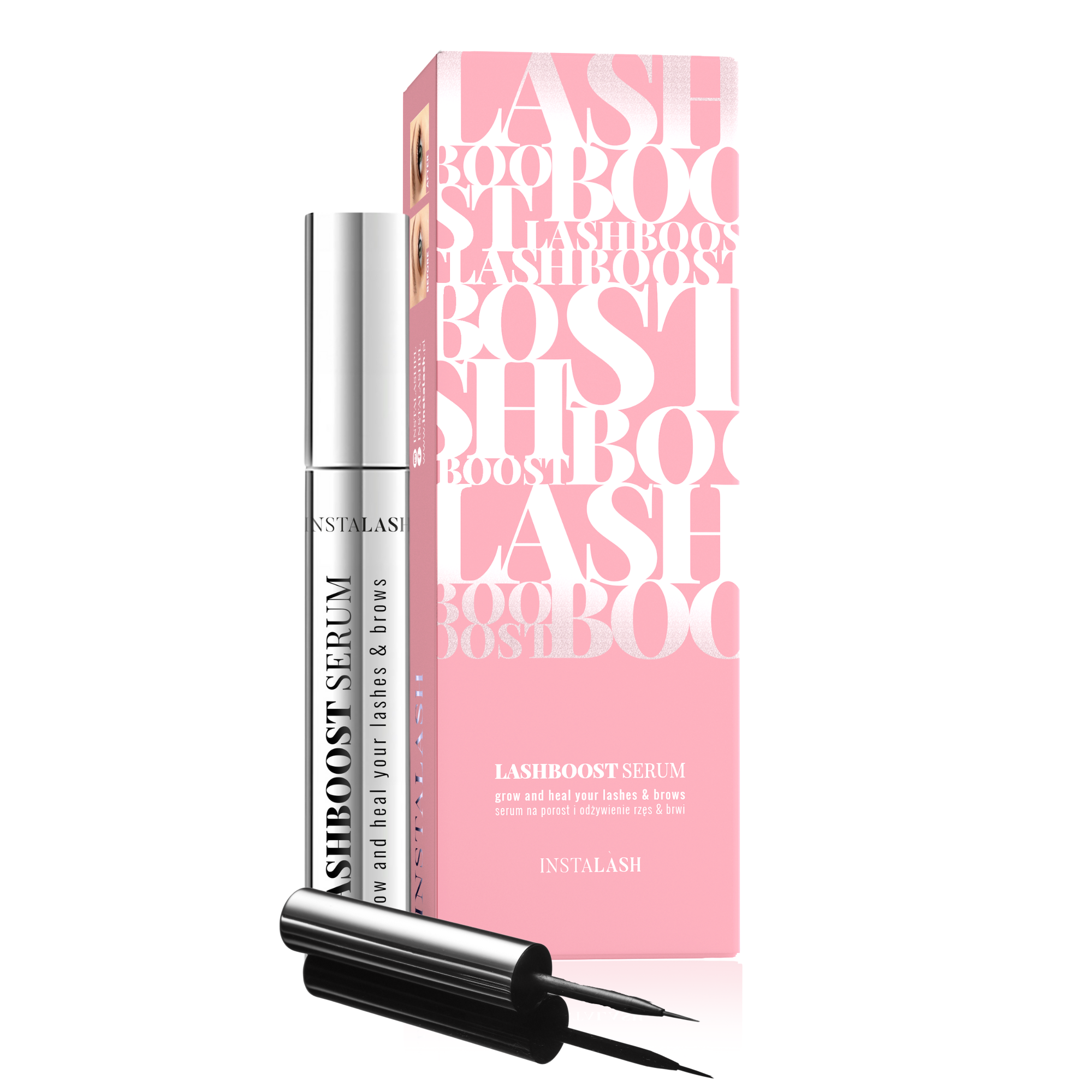 Instalash LashBOOST SERUM – Lash & Brow Growth & Conditioning Serum, open with packaging