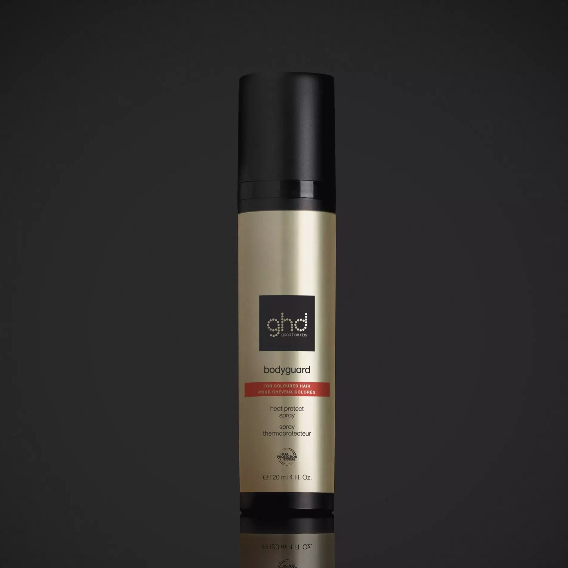 ghd Bodyguard - Heat Protection Spray For Coloured Hair 120ml against black background