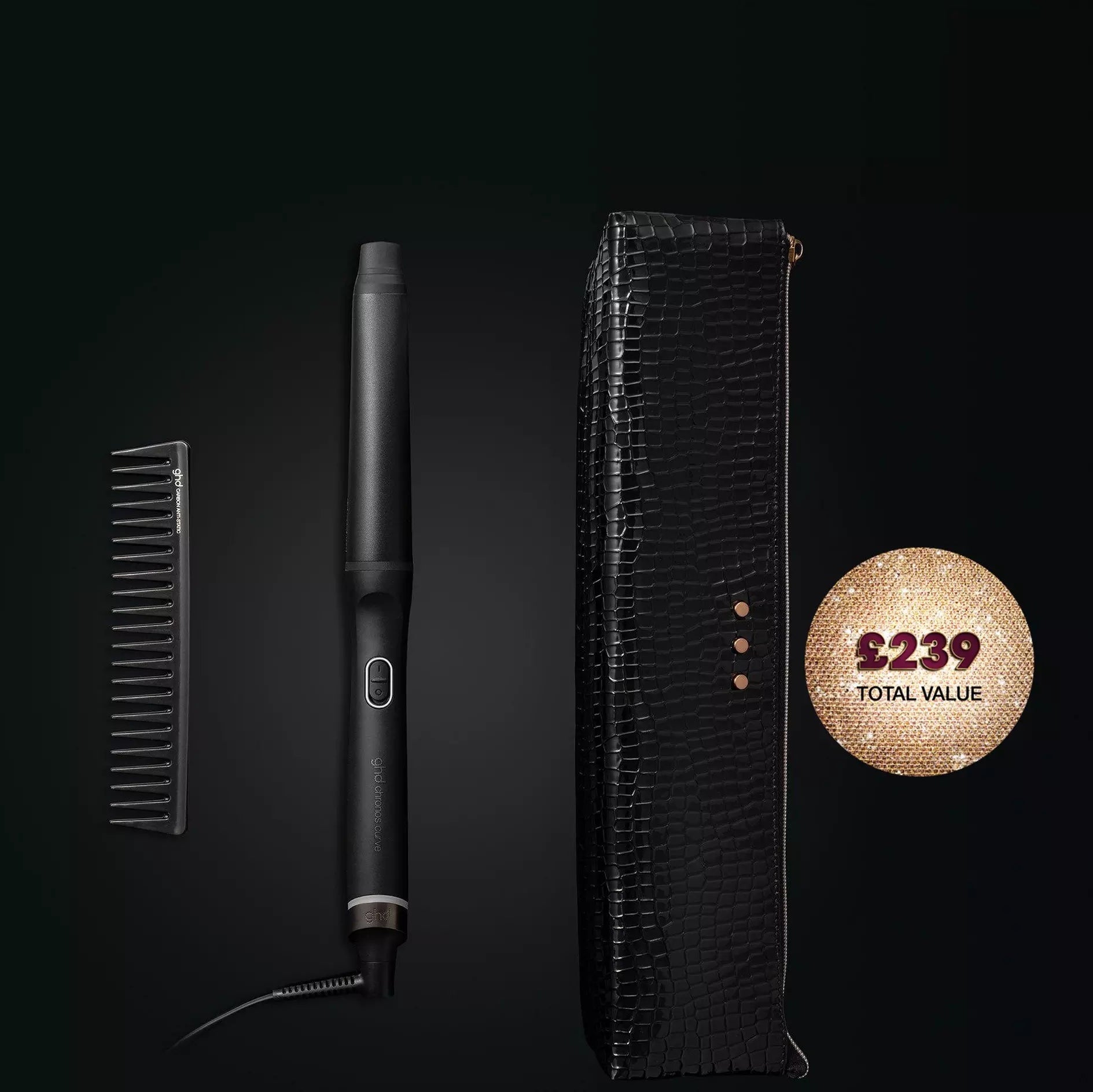 ghd Chronos Curve Conical Wand Christmas Gift Set (28-23Mm Barrel) with comb and heat resistant bag