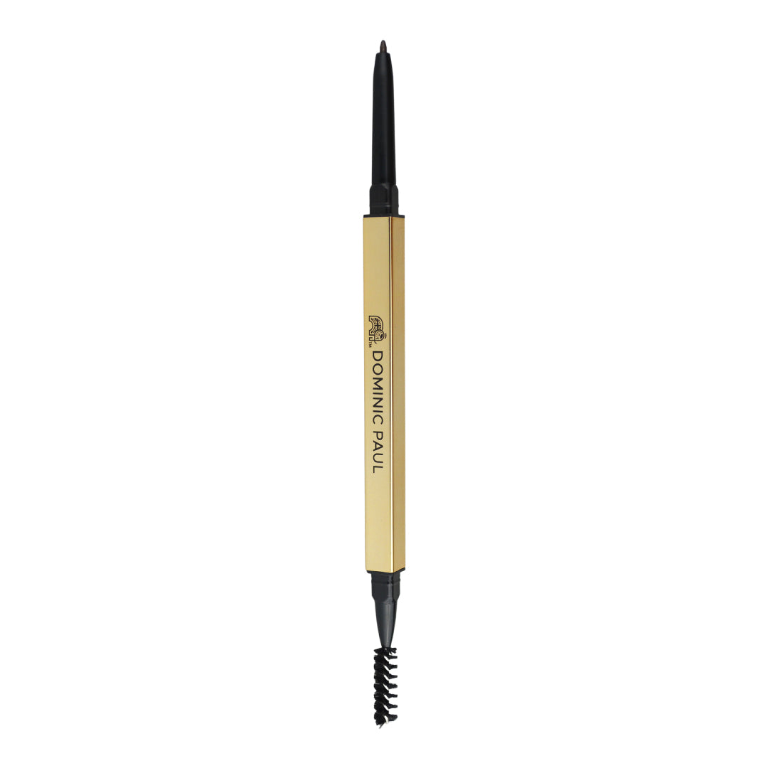 Dominic Paul Brow Pencil open, showing pencil tip and brush with lids removed