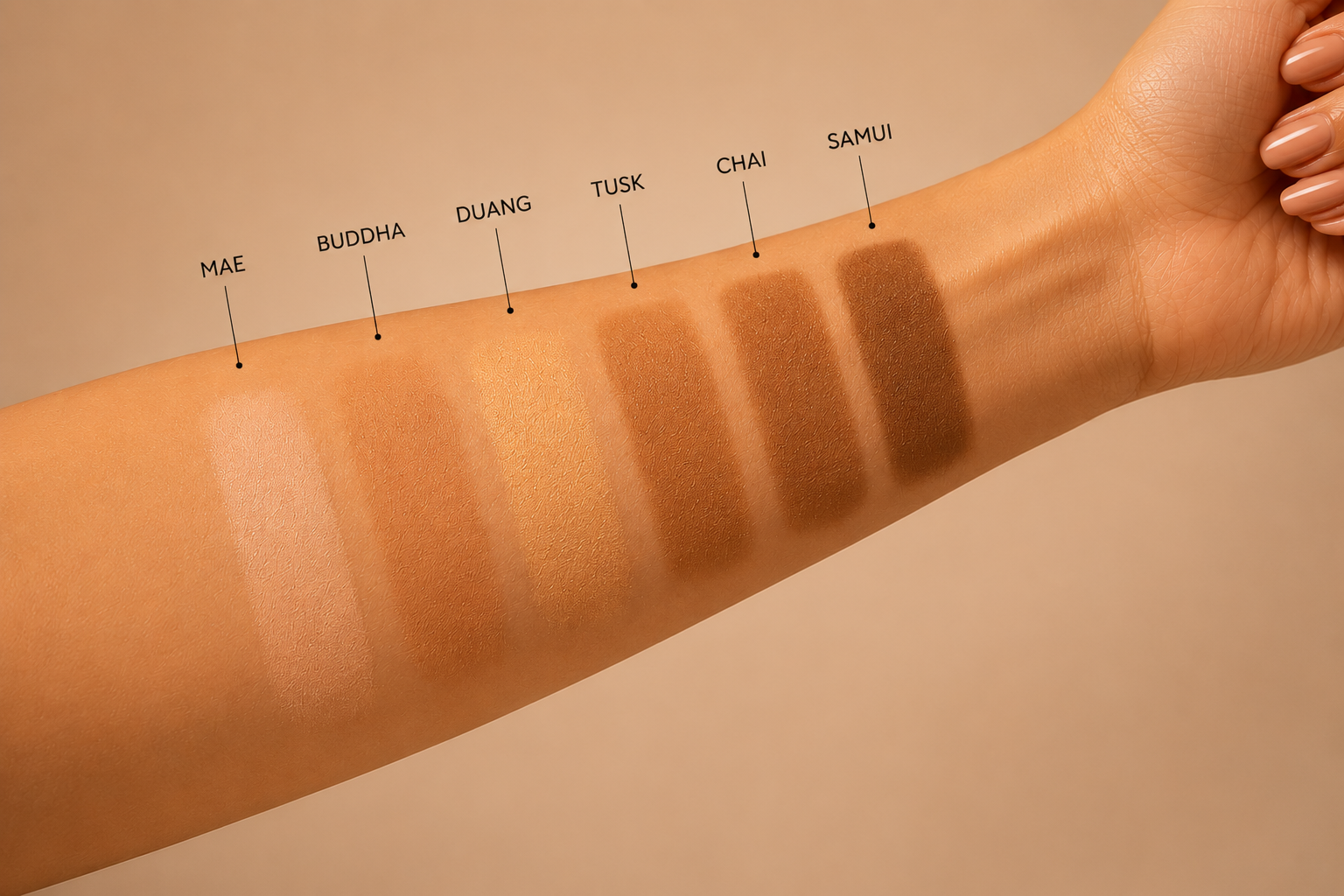 Dominic Paul Contour Palette - swatches on model's arm