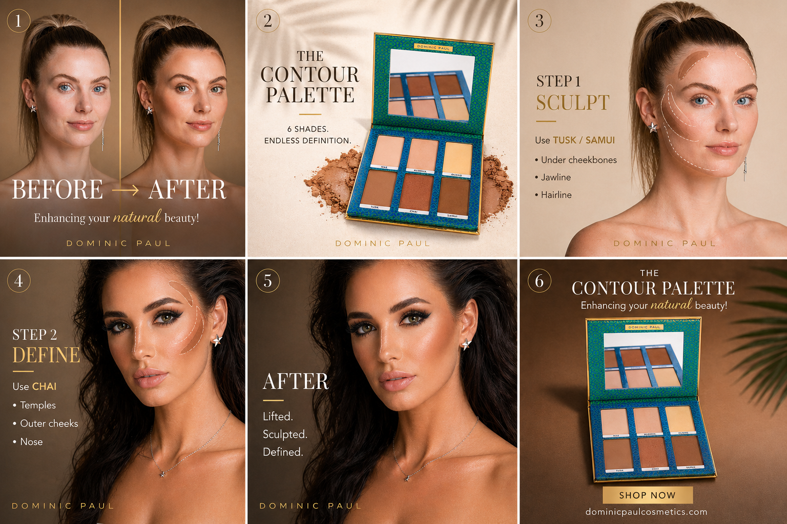 How to use Dominic Paul Contour Palette with picture instructions