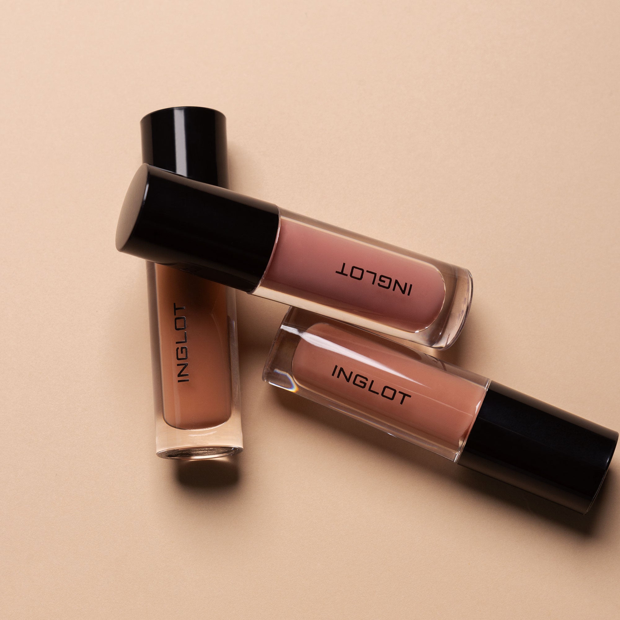 Inglot Lip Legends Mini Lip Gloss Trio Gift Set, close up of closed glosses