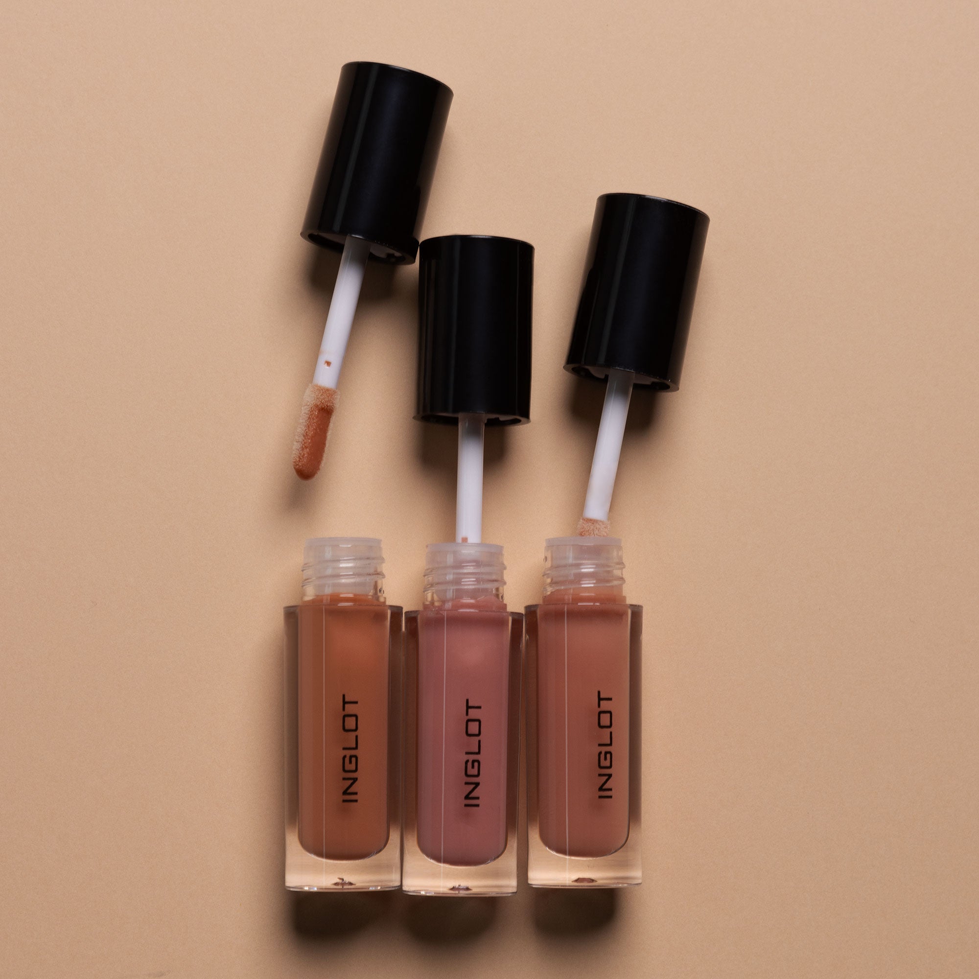 Inglot Lip Legends Mini Lip Gloss Trio Gift Set, close up of glosses