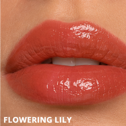 Dominic Paul Lip Glaze lip swatch in Flowering Lilly