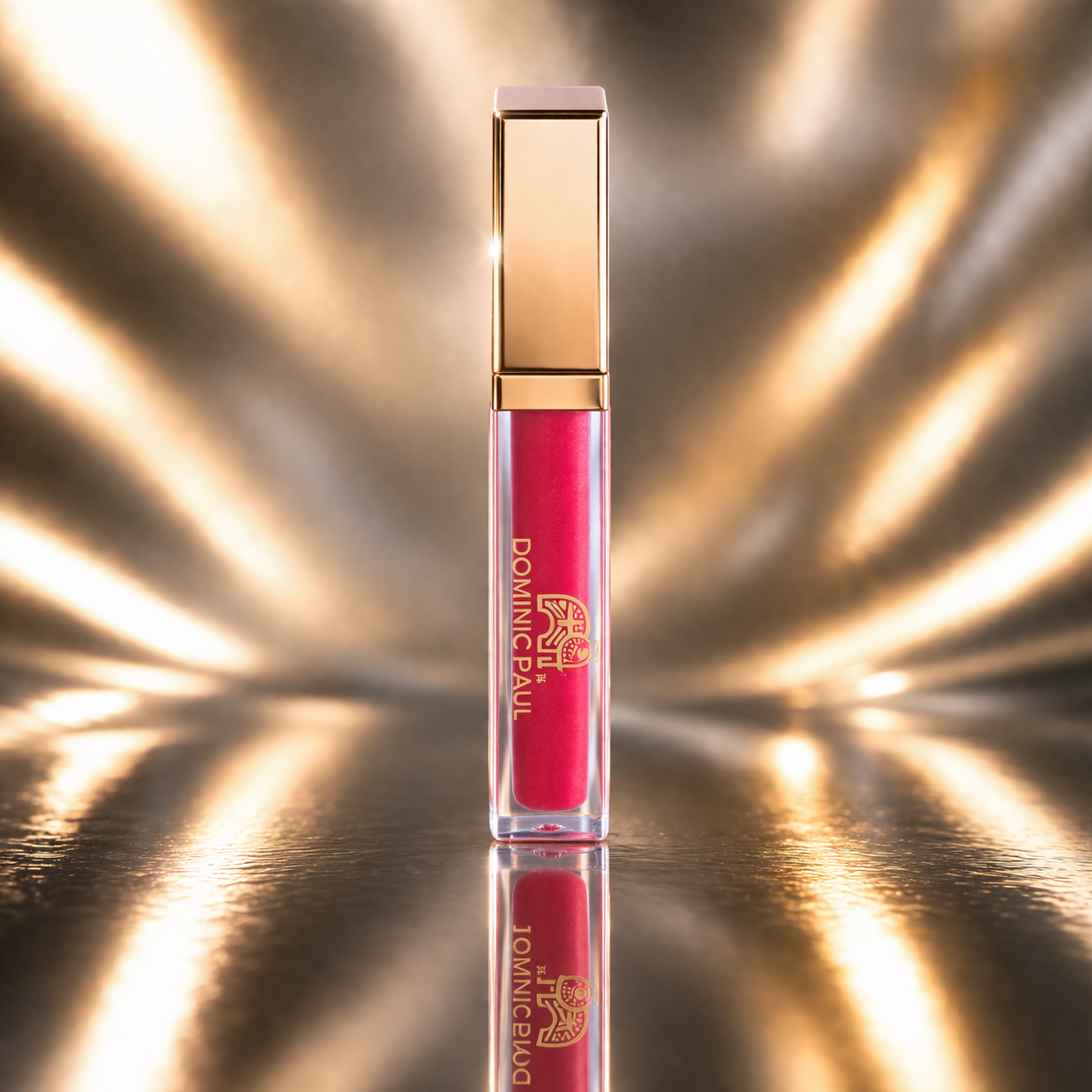 Dominic Paul Matte Liquid Lipstick Red Chilli in Gold Back Ground