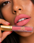 Model wearing Dominic Paul Matte Liquid Lipstick Patong