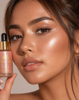 Dark heaired model wearing Dominic Paul Liquid Highlighter Koh Sami