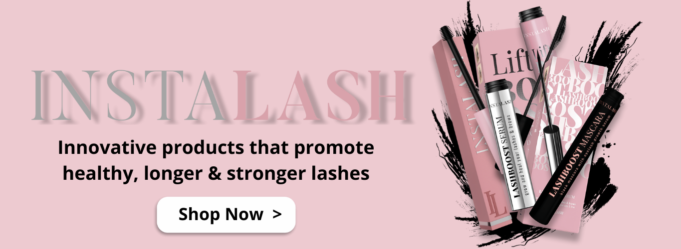 Instalash products with tagline, innovative products for healthy, stronger, longer lashes