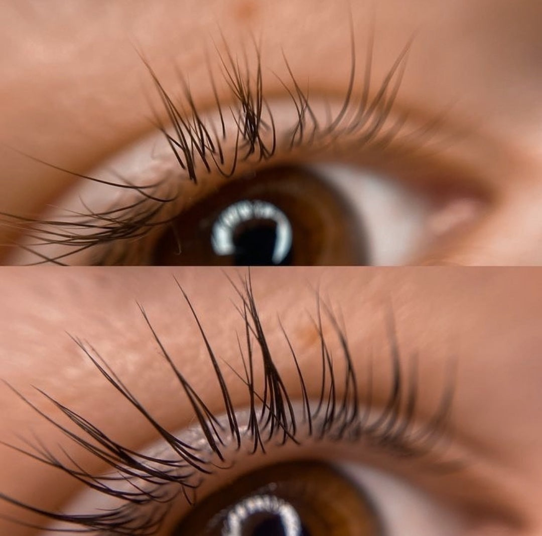 Before and after using nstaLash LashBOOST Mascara with Growth Stimulating Serum