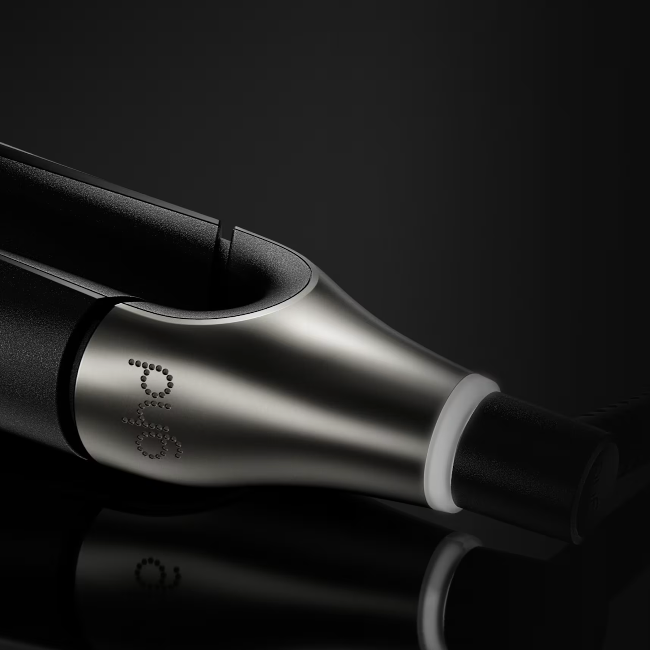 Close up of ghd Chronos Max - Wide Plate Styler wishbone hinge