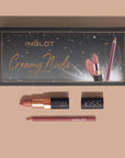 Inglot Creamy Nude Lip Glow Duo Gift Set, with products open