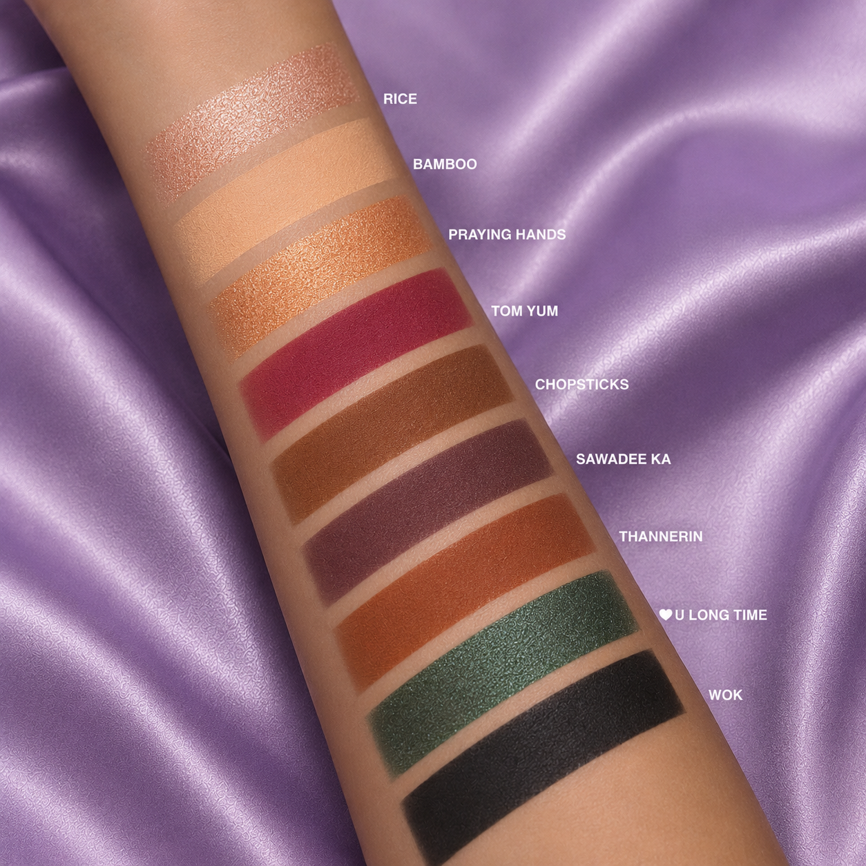 Swatches of Dominic Paul The Culture Palette on model's arm