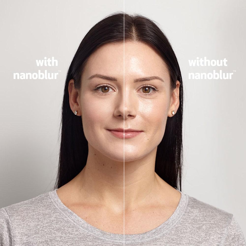 With and without using Indeed Labs Nanoblur
