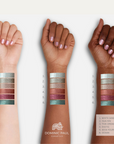 Dominic Paul Eyeshadow Paint, swatches on 3 different model's arms with different skin tones