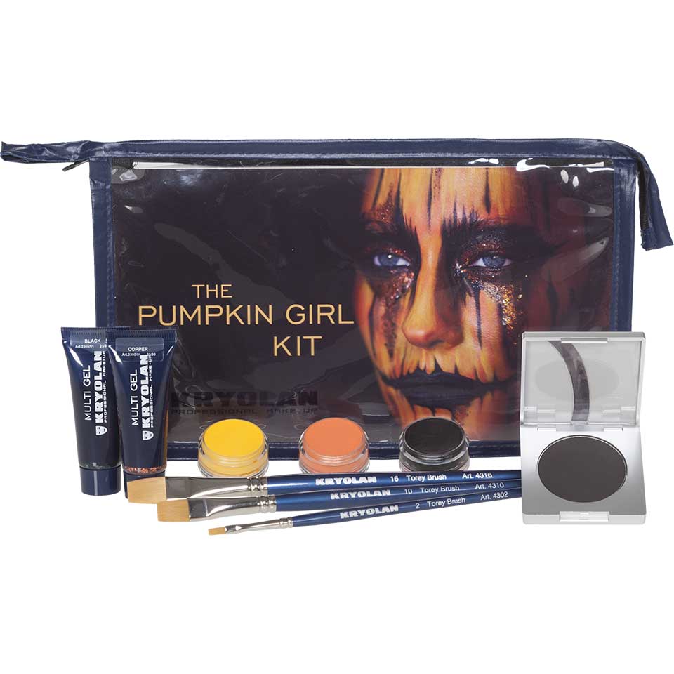 Kryolan PUMPKIN GIRL KIT, open with 9 products displayed