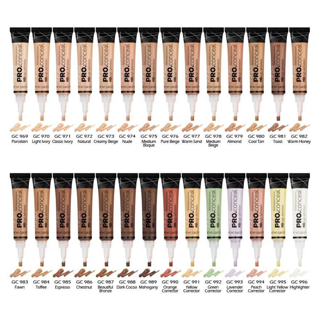 LA Girl PRO.Conceal HD High Definition Concealer, swatches