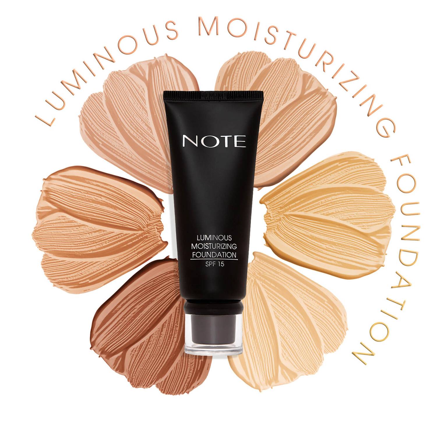 NOTE Luminous Moisturizing Foundation, flower swatch