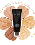 NOTE Luminous Moisturizing Foundation, flower swatch