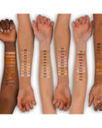 Swatches of NOTE Mattifying Extreme Wear Foundation on models' arms