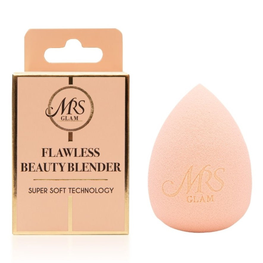 Mrs Glam Flawless Beauty Blender, with packaging