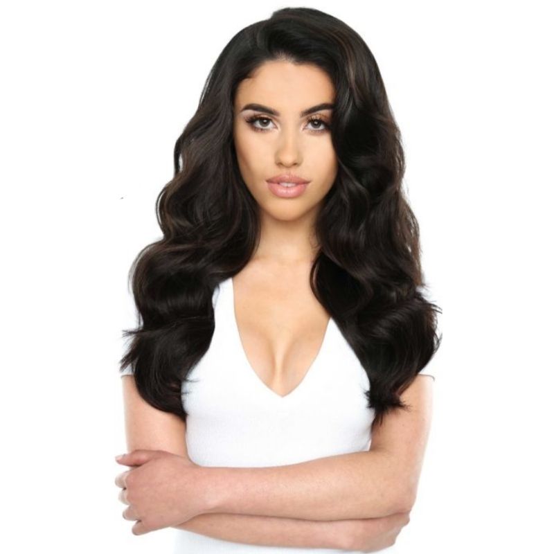 Beauty Works 18" Double Hair Set Clip-In Extensions on model