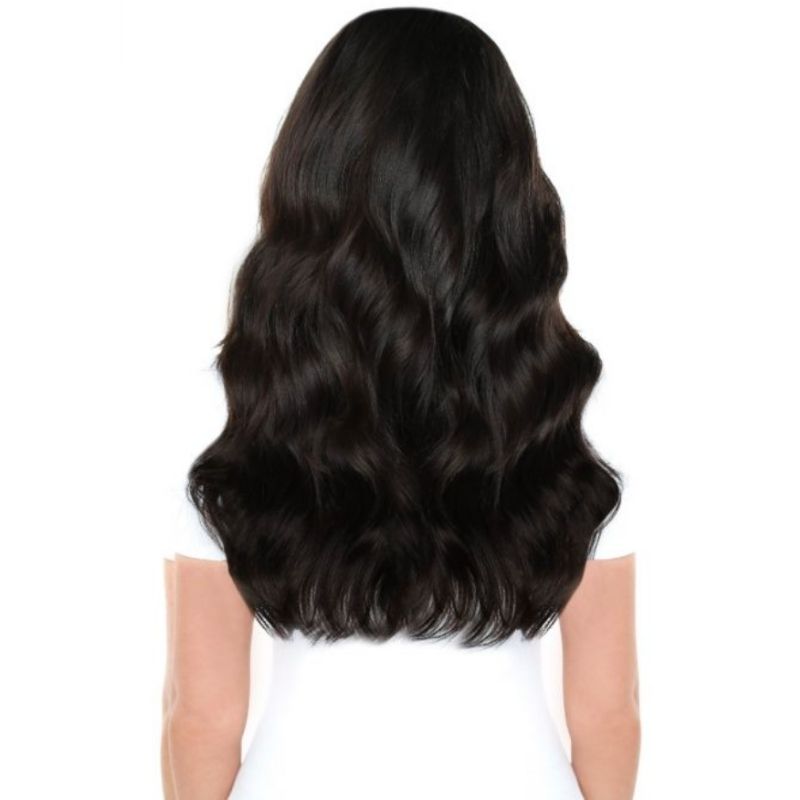 Beauty Works 18" Double Hair Set Clip-In Extensions on model, back view