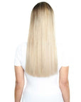 BEAUTY WORKS 18 " Deluxe Remy Instant Clip-In Extensions on model, back view