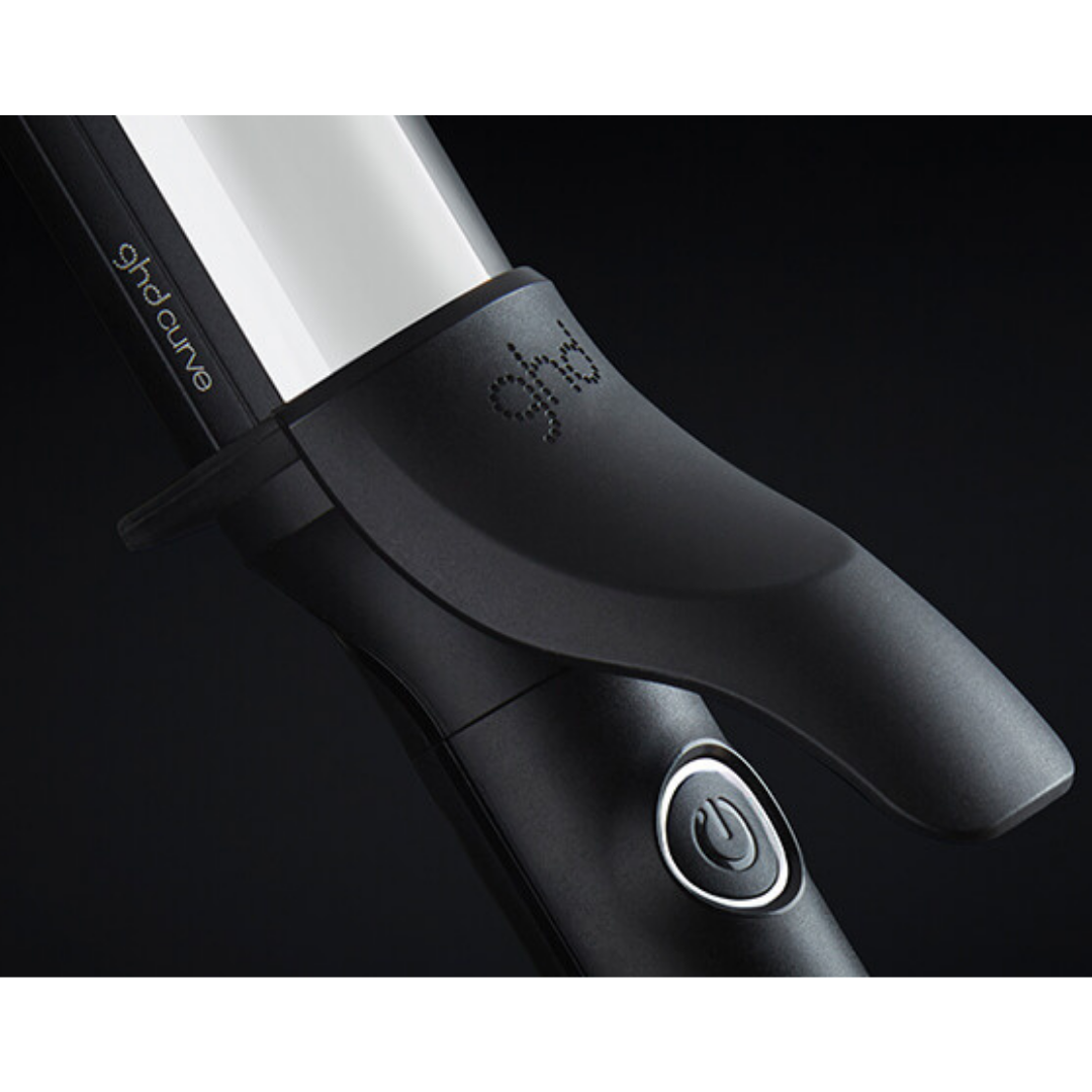 GHD Curve Soft Curl Tong, close up power button