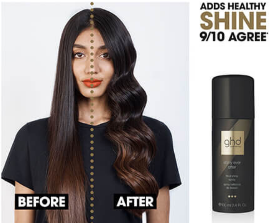 GHD Shiny Ever After - Final Shine Spray, before and after