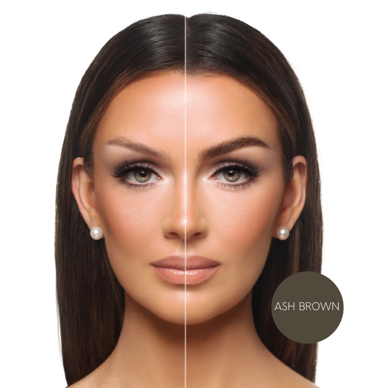 Model wearing bPerfect INDESTRUCTI’BROW PENCIL Ash Brown