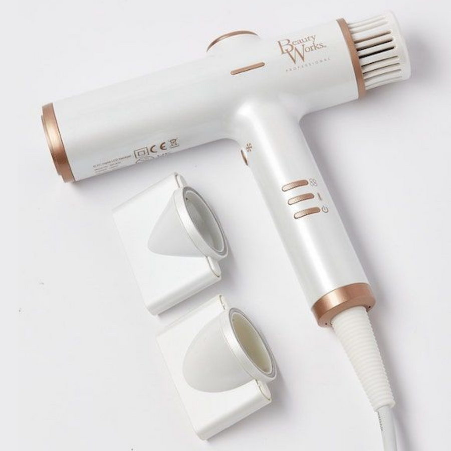 Beauty Works Aeris - Lightweight Digital Hair Dryer, with both nozzles