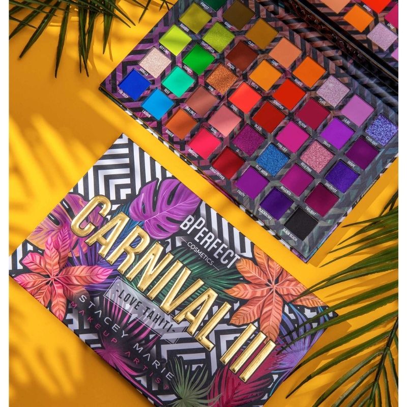 bPerfect X STACEY MARIE – CARNIVAL III LOVE TAHITI PALETTE against tropical setting