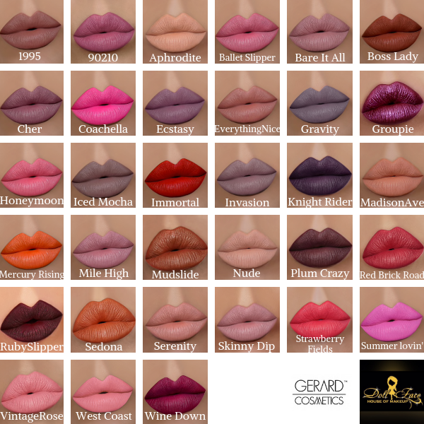 Gerard Cosmetics HYDRAMATTE LIQUID LIPSTICK swatches