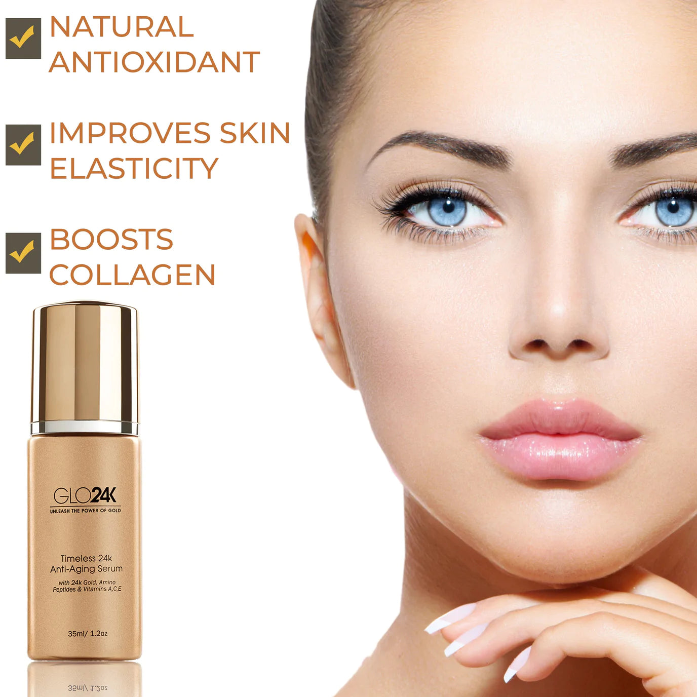 Benefits of GLO24K Timeless 24k Anti-Ageing Serum