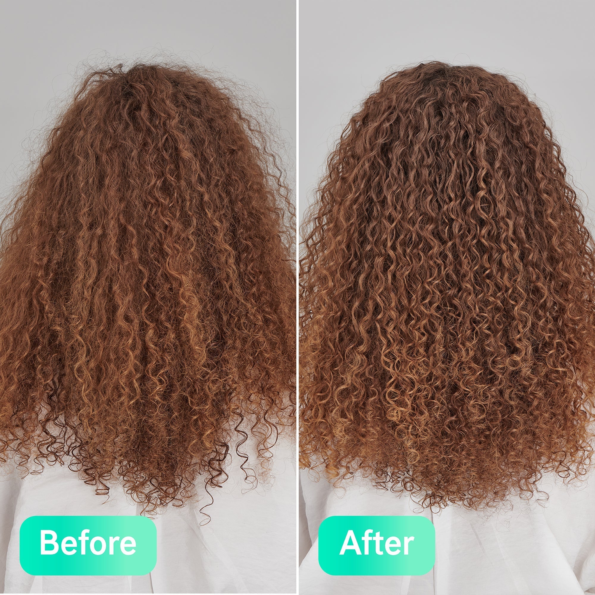 Before and after The Inkey List Chia Seed Curl Defining Hair Treatment 150ml