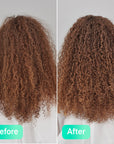 Before and after The Inkey List Chia Seed Curl Defining Hair Treatment 150ml
