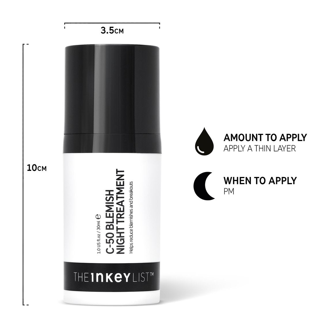 The Inkey List C-50 BLEMISH NIGHT TREATMENT, spec