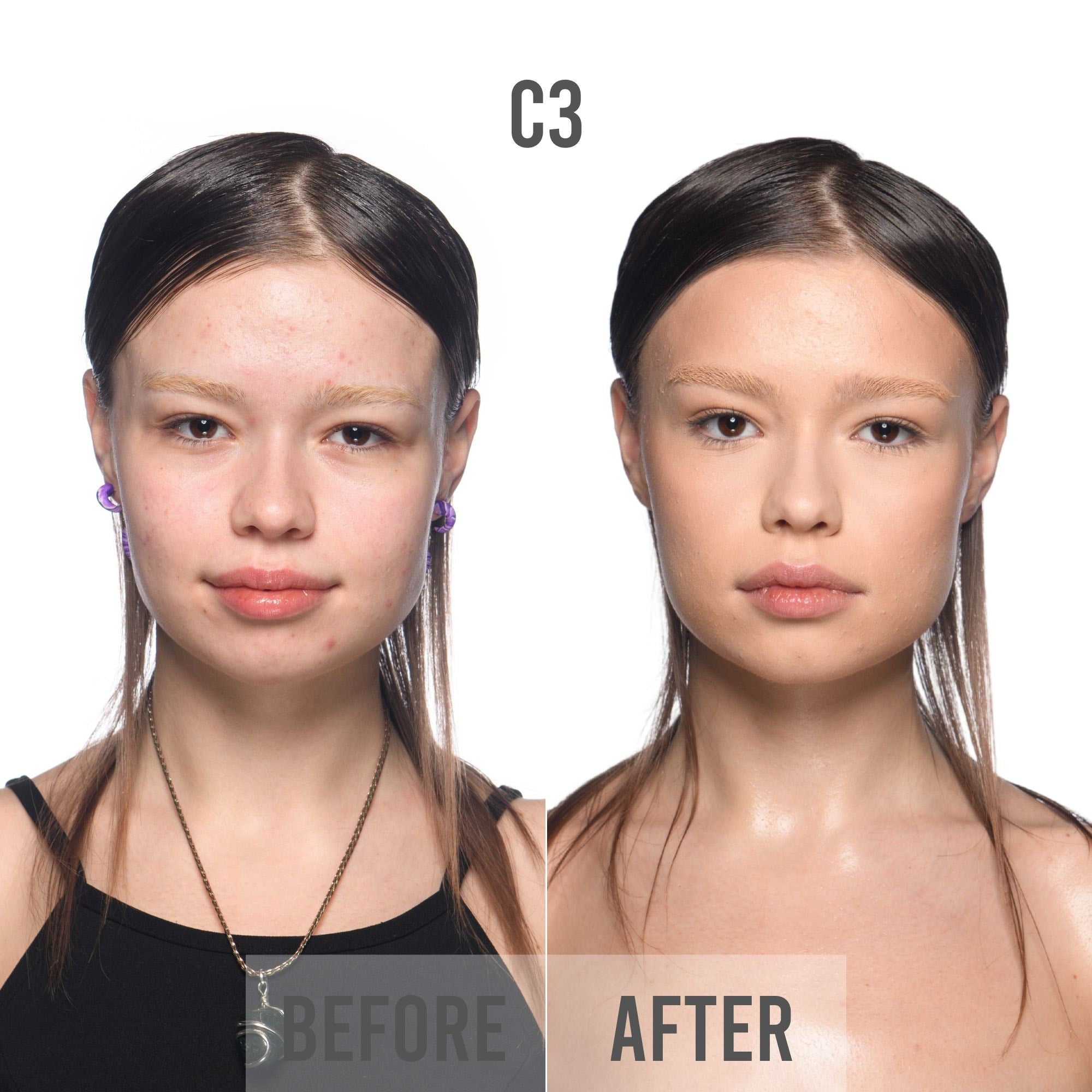 bPerfect CHROMA Cover Matte Foundation, C3 before &amp; after 