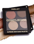 Inglot Complexion Supreme Skin Quad Palette, open palette with swatches