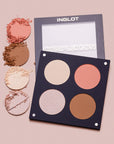 Inglot Complexion Supreme Skin Quad Palette with pan swatches