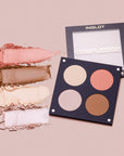 Inglot Complexion Supreme Skin Quad Palette, open with swatches