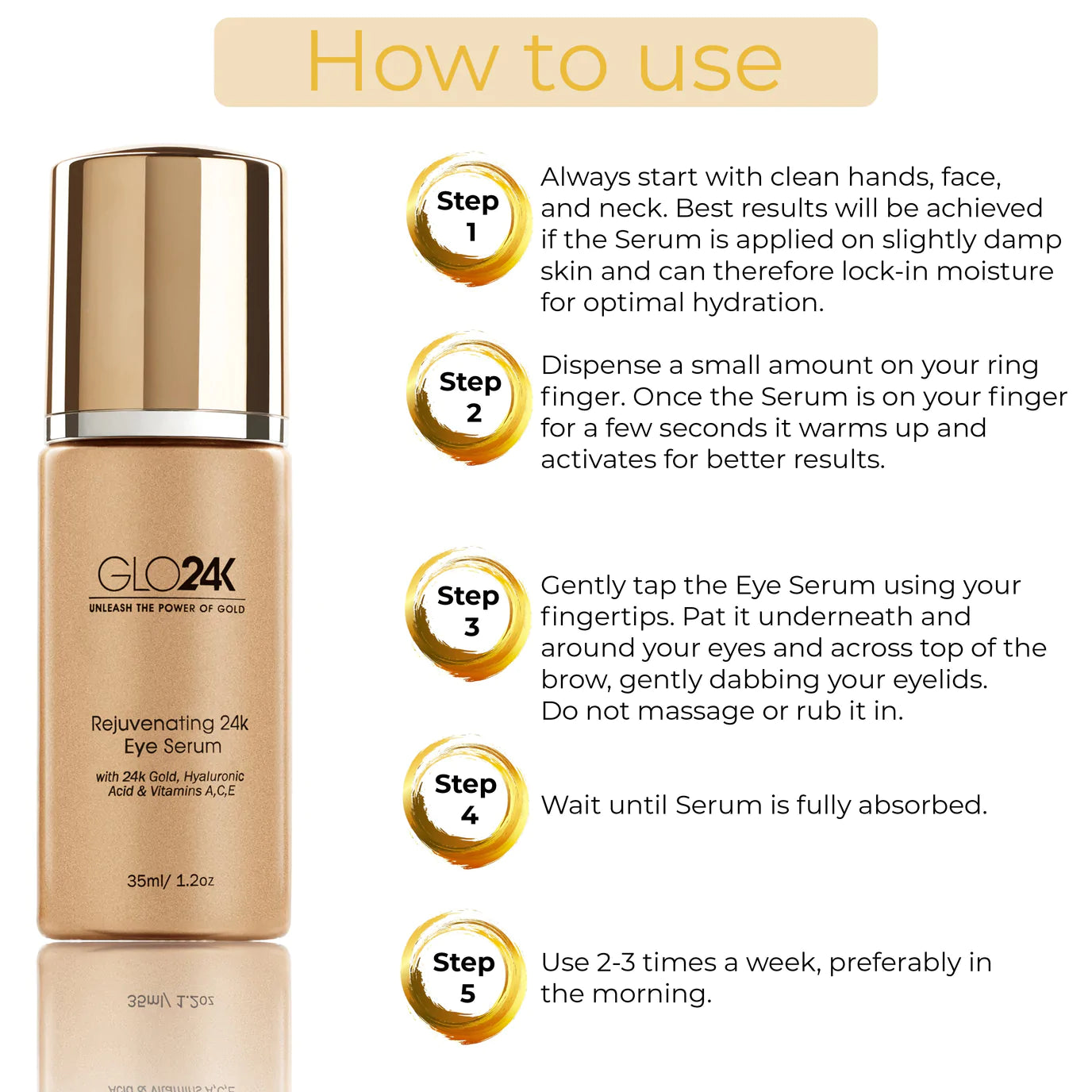 How to use GLO24K Rejuvenating 24k Eye Serum 