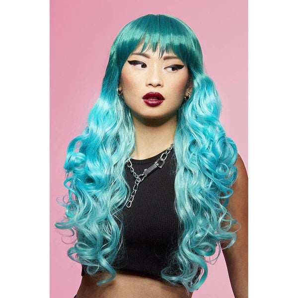 Model wearing Manic Panic Siren Wig - Mermaid Ombre