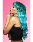 Model wearing Manic Panic Siren Wig - Mermaid Ombre, side view